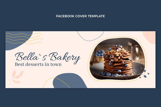 Portada de facebook de comida de diseño plano