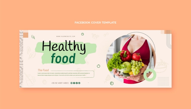 Vector gratuito portada de facebook de comida de diseño plano