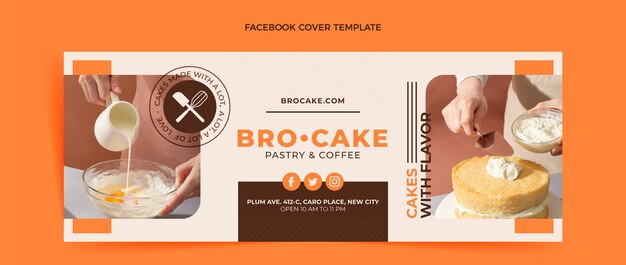 Portada de facebook de comida de diseño plano