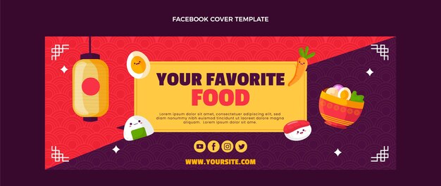 Portada de facebook de comida de estilo plano