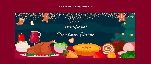 Portada de facebook de comida navideña dibujada a mano