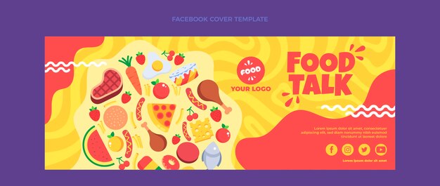 Portada de facebook de comida plana