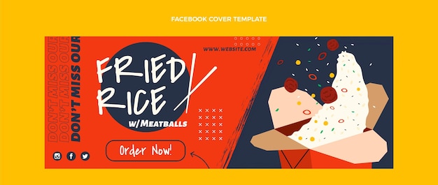 Vector gratuito portada de facebook de comida plana