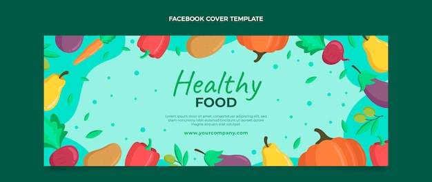 Vector gratuito portada de facebook de comida plana