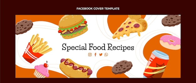 Vector gratuito portada de facebook de comida rápida dibujada a mano