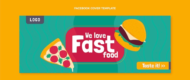 Vector gratuito portada de facebook de comida rápida dibujada a mano