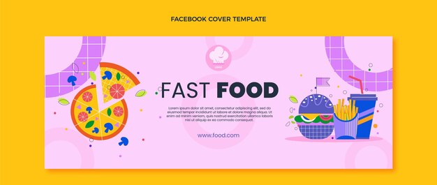 Vector gratuito portada de facebook de comida rápida de diseño plano