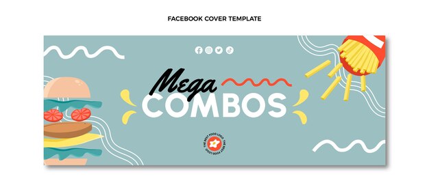 Portada de facebook de comida rápida de diseño plano