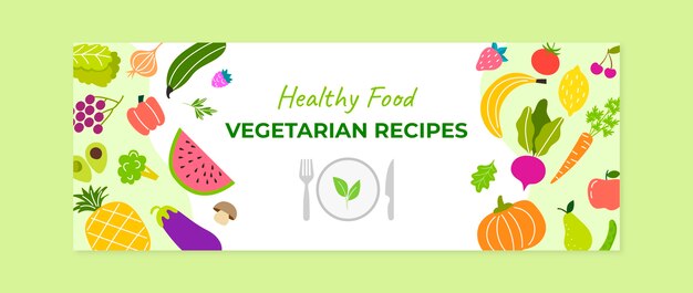 Portada de facebook de comida vegetariana dibujada a mano