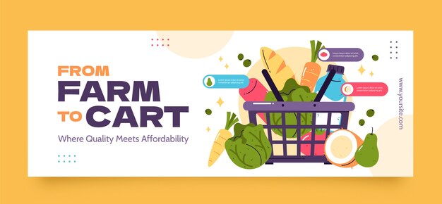 Portada de Facebook de compras de comestibles dibujada a mano
