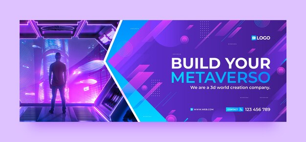 Portada de facebook de concepto de metaverso degradado