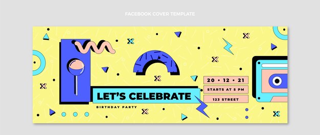 Portada de facebook de cumpleaños de los 90 dibujada a mano