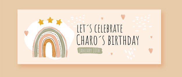 Portada de facebook de cumpleaños boho acuarela