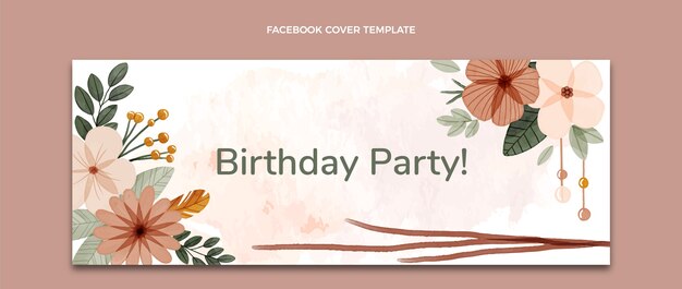 Portada de facebook de cumpleaños boho acuarela
