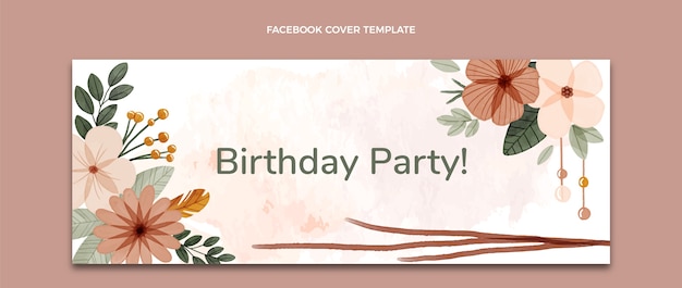 Portada de facebook de cumpleaños boho acuarela