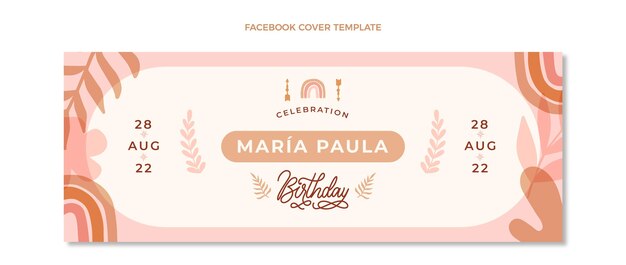 Portada de facebook de cumpleaños boho dibujada a mano