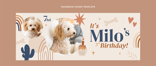 Portada de facebook de cumpleaños boho dibujada a mano