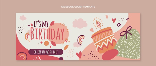 Portada de facebook de cumpleaños boho dibujada a mano