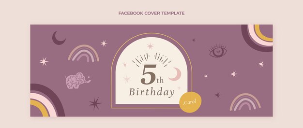 Portada de facebook de cumpleaños boho dibujada a mano