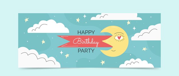 Portada de facebook de cumpleaños boho dibujada a mano