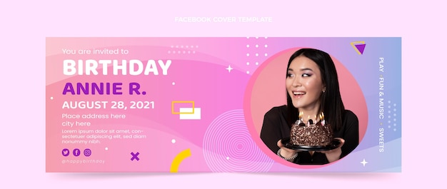 Portada de facebook de cumpleaños colorido degradado