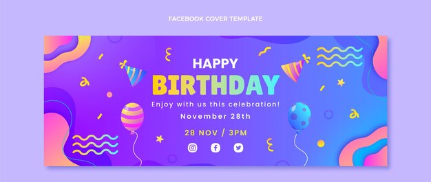 Portada de facebook de cumpleaños colorido degradado
