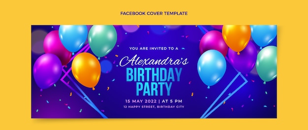 Portada de facebook de cumpleaños colorido degradado