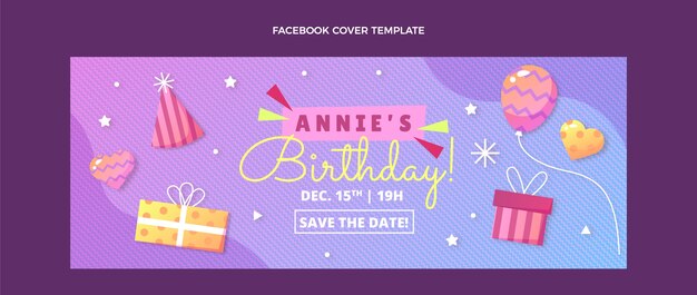 Portada de facebook de cumpleaños colorido degradado