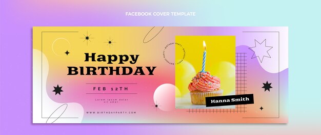 Portada de facebook de cumpleaños colorido degradado