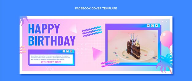 Portada de facebook de cumpleaños degradado retro vaporwave