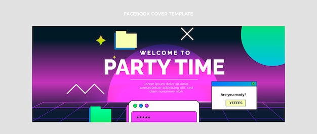 Portada de facebook de cumpleaños degradado retro vaporwave