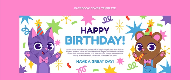 Vector gratuito portada de facebook de cumpleaños dibujada a mano