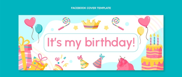 Vector gratuito portada de facebook de cumpleaños dibujada a mano