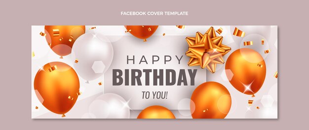 Portada de facebook de cumpleaños dorado de lujo realista