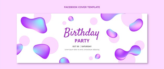 Portada de facebook de cumpleaños fluido abstracto degradado