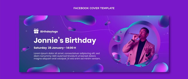 Portada de facebook de cumpleaños fluido abstracto degradado