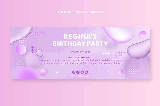 Portada de facebook de cumpleaños fluido abstracto degradado