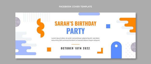 Portada de facebook de cumpleaños minimalista de diseño plano