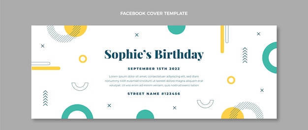 Vector gratuito portada de facebook de cumpleaños minimalista de diseño plano