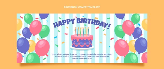 Portada de facebook de cumpleaños minimalista plana
