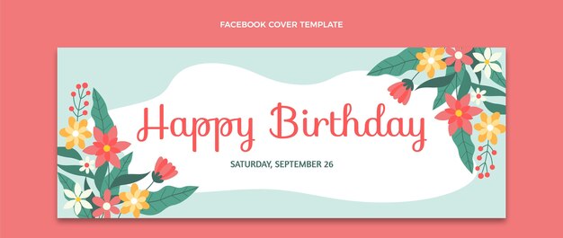 Portada de facebook de cumpleaños minimalista plana