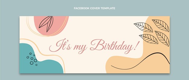 Portada de facebook de cumpleaños minimalista plana