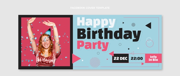 Portada de facebook de cumpleaños minimalista plana