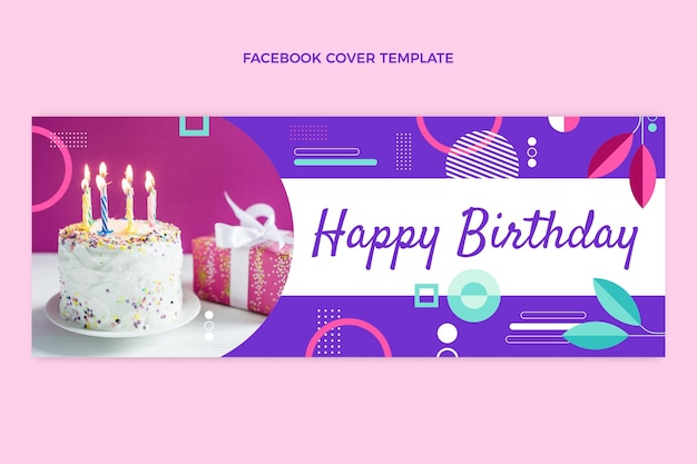 Vector gratuito portada de facebook de cumpleaños de mosaico de diseño plano