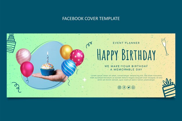 Portada de facebook de cumpleaños con textura degradada