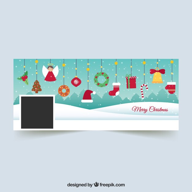 Portada de facebook con decoraciones navideñas