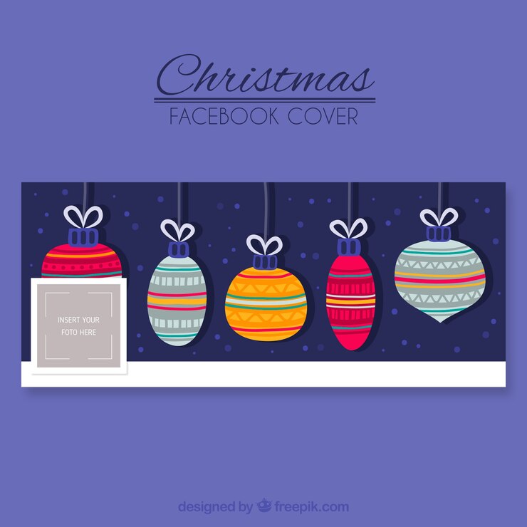 Vector gratuito portada de facebook con decoraciones navideñas
