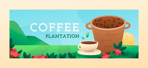 Vector gratuito portada de facebook degradado de plantación de café