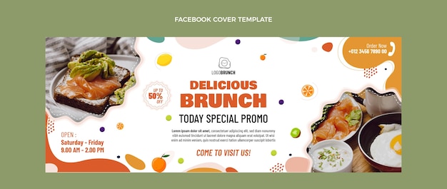 Portada de facebook de delicioso brunch de diseño plano