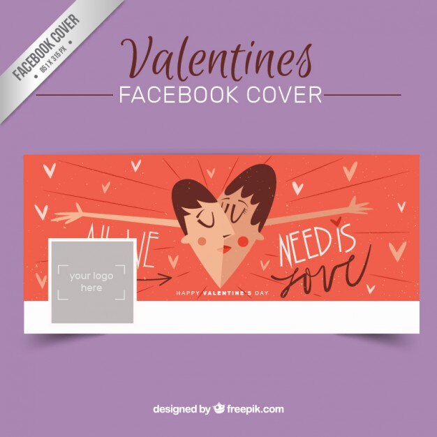 Vector gratuito portada de facebook dibujada a mano de pareja besándose